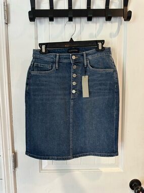 Banana Republic Petite Button-Front Denim Skirt - Light Blue